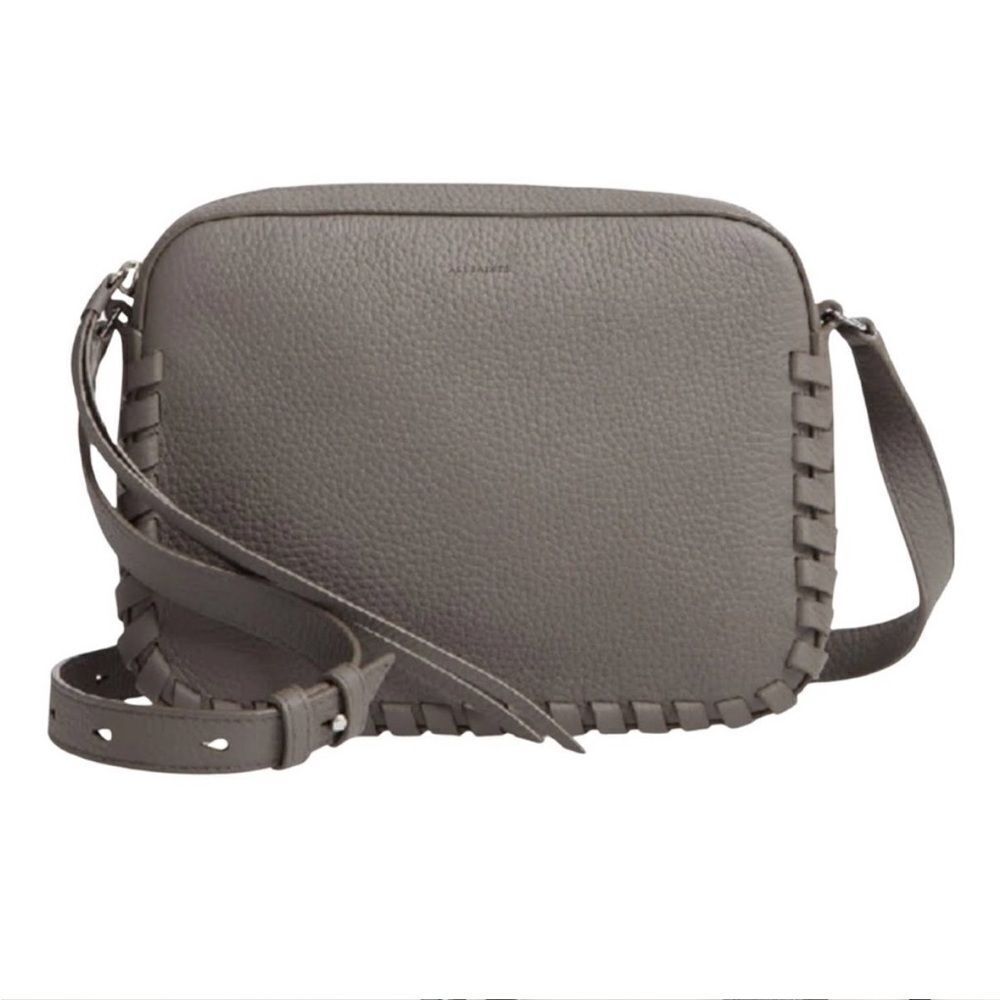 ALLSAINTS Kepi Mini Crossbody Grey Pebbled Leather Bag